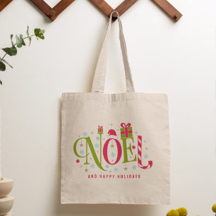 Noel colourful and fun typography resign tote bag