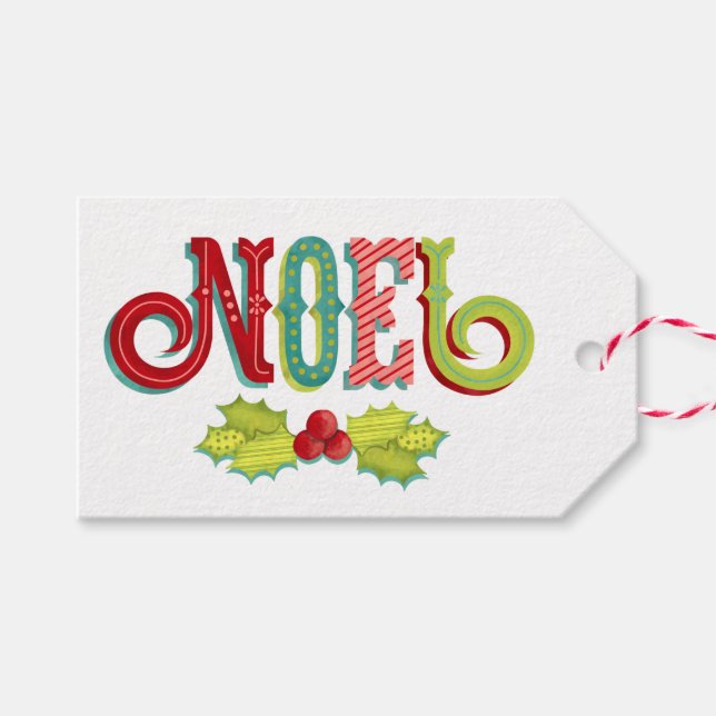 Noel Colourful Christmas Gift Tags (Front (Horizontal))