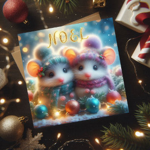 Noel Cute Christmas Mouse Religious Christmas  Holiday Card