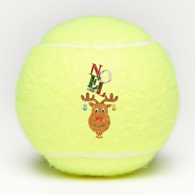 Noel Deer Bells Bauble Rudolf Snowflakes Christmas Tennis Balls (Front)