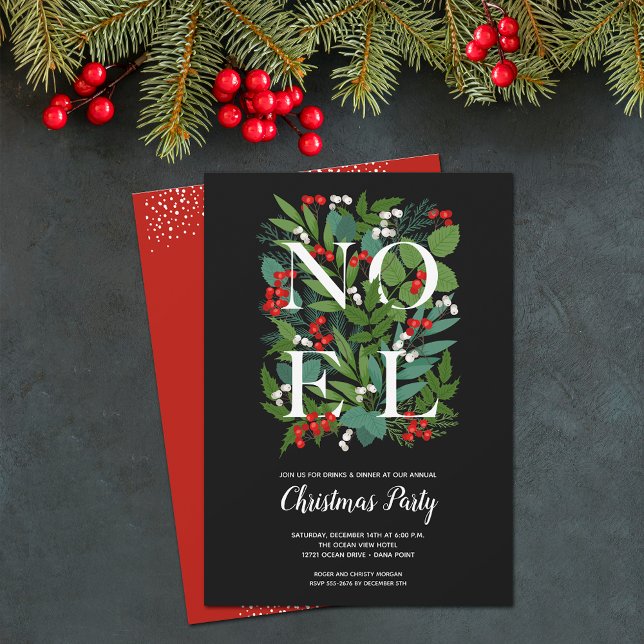 NOEL Elegant Greenery Christmas Invitation (Creator Uploaded)