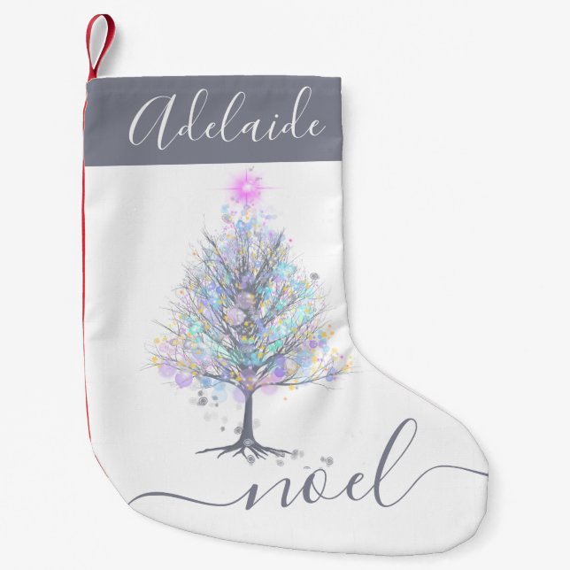 Noel elegant pastel christmas tree small christmas stocking (Front)