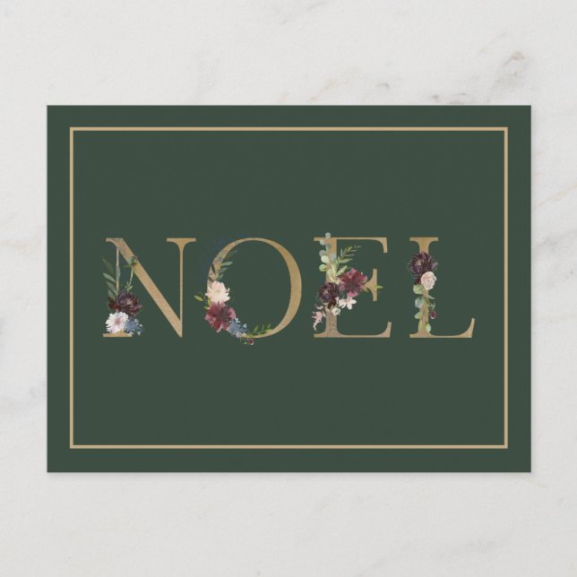 Noel Floral Text Holiday Greeting (Front)