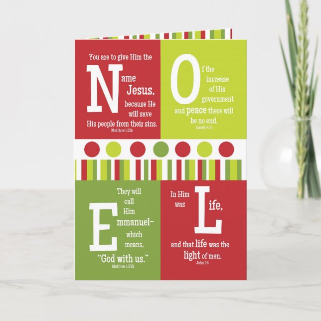 NOEL Folded Scripture Verse Christmas Card (Front)