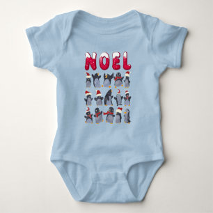 Noel Funny Penguin Party Christmas Holiday Baby Bodysuit