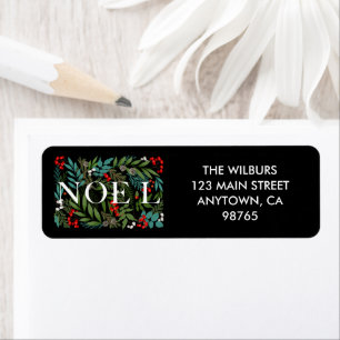 NOEL Greenery Berries Address Label