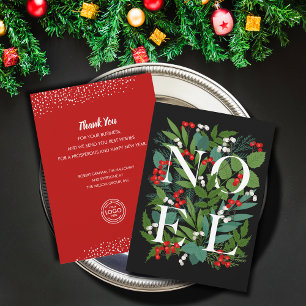 NOEL Greenery Business Greeting Holiday Card