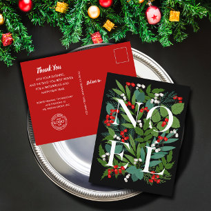 NOEL Greenery Business Greeting Holiday Postcard