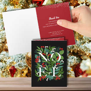 NOEL Greenery Business Thank You Folded Holiday Card