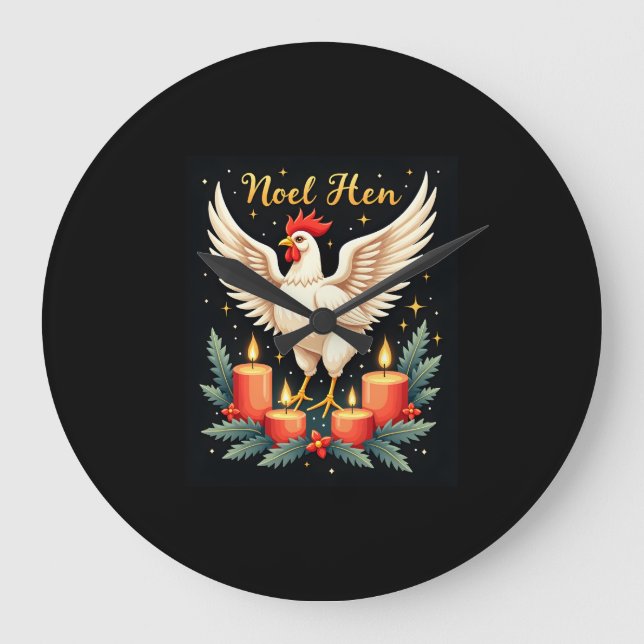 Noel Hen Chicken Large Clock (Front)