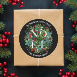 NOEL Holly Berries Homemade Christmas Classic Round Sticker<br><div class="desc">Homemade with Love personalised round stickers feature the word NOEL among elegant leaves and red,  white and gold berries with your name and greeting in chic white lettering. MATCHING items in our store.</div>