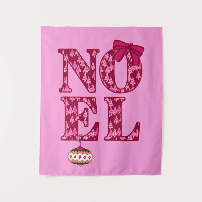 NOEL in a Burgundy Christmas Tree Pattern  Tapestry (Front)