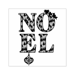 NOEL in a Christmas Tree Pattern Rubber Stamp