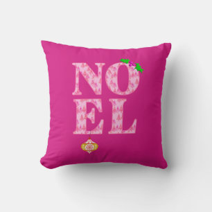 NOEL in a Pink Christmas Tree Pattern  Cushion