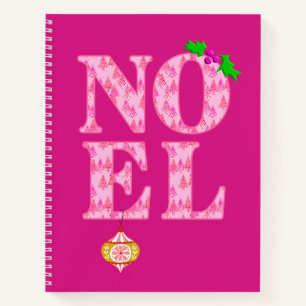 NOEL in a Pink Christmas Tree Pattern Recipe Book 