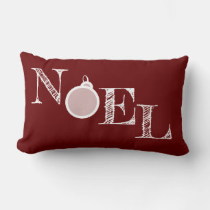 Noel Maroon Holiday Throw Pillow