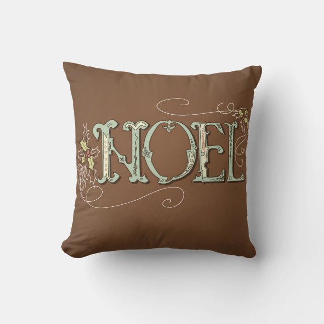 Noel/Merry Christmas Reversible Decorative Pillow (Front)