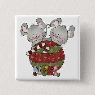 Noel Mice Holiday T-shirts and Gifts 15 Cm Square Badge