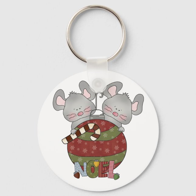 Noel Mice Holiday T-shirts and Gifts Key Ring (Front)