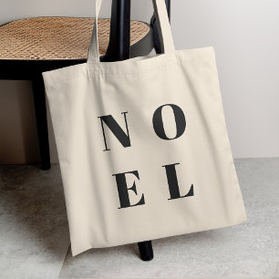 Noel Modern Black Trendy Stylish Christmas Tote Bag