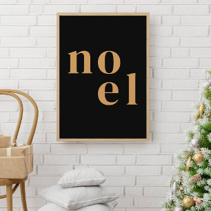 Noel   Modern Gold Stylish Minimalist Christmas Poster