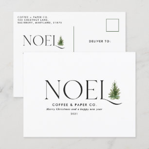 Noel modern typography business Christmas Holiday Postcard