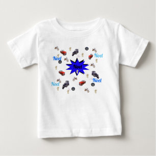 Noel Name With Cars Teddies And Motorbikes, Baby T-Shirt