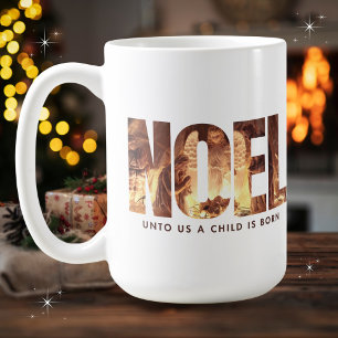 NOEL Nativity Scene Minimalist Christmas  Coffee Mug