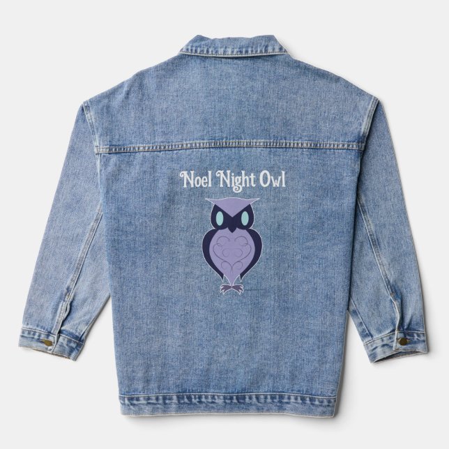 Noel Night Owl - Cosy Winter Fashion Denim Jacket (Back)
