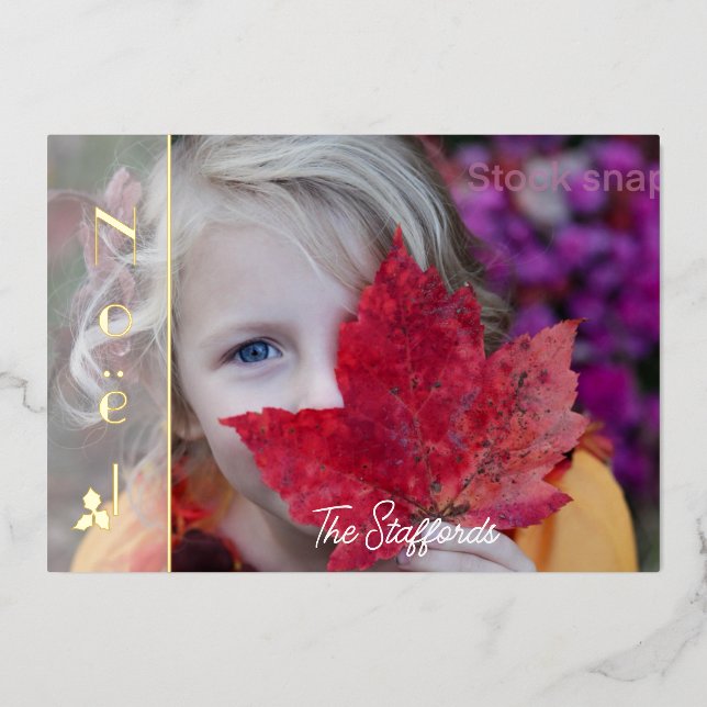Noel Opaque Foil Holiday Card (Front)