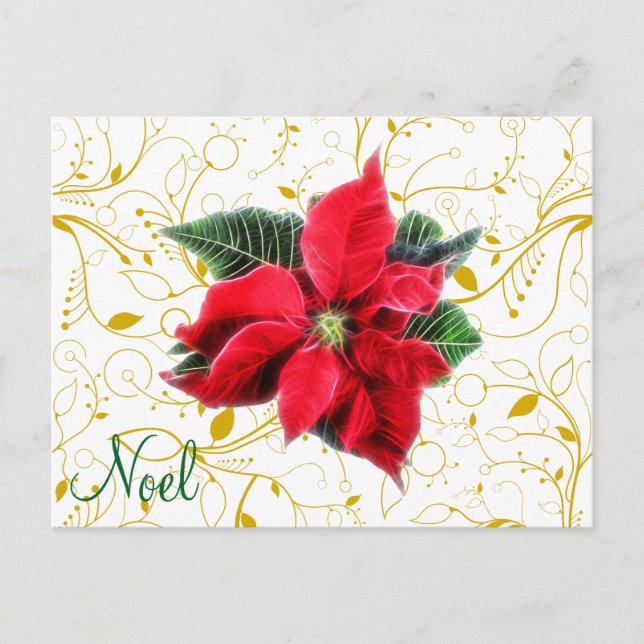 Noel Poinsettia Holiday Postcard (Front)