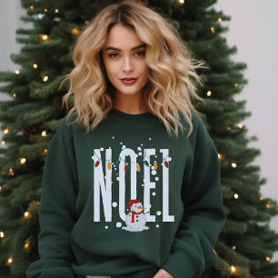 Noel Quote Christmas Snowman White Typography Sweatshirt