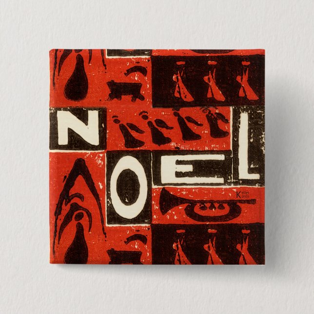 Noel Red 15 Cm Square Badge (Front)