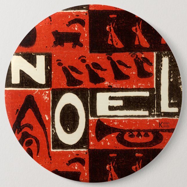 Noel Red 6 Cm Round Badge (Front)