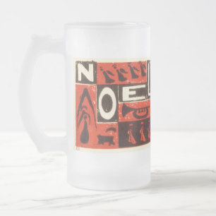 Noel Red Frosted Glass Beer Mug