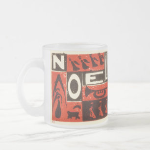 Noel Red Frosted Glass Coffee Mug