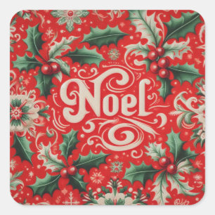Noel Red & Green Square Sticker