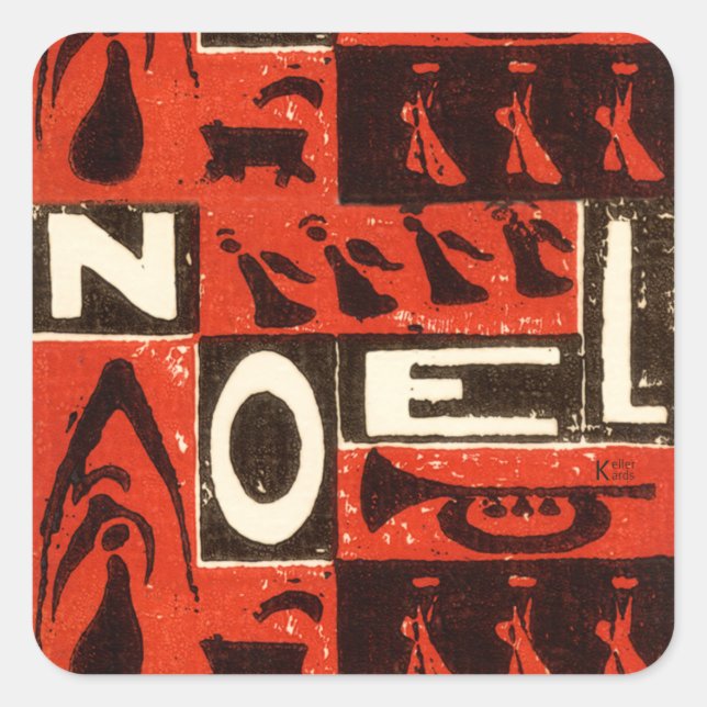Noel Red Square Sticker (Front)
