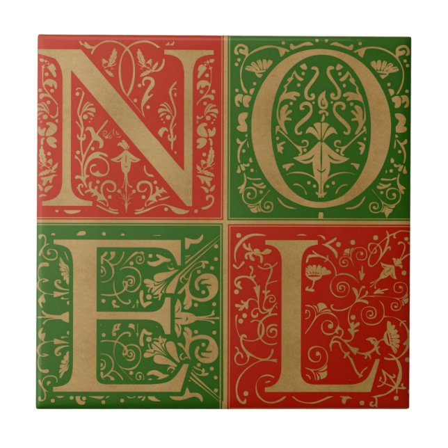 Noel Retro Decorative Holiday Tile (Front)