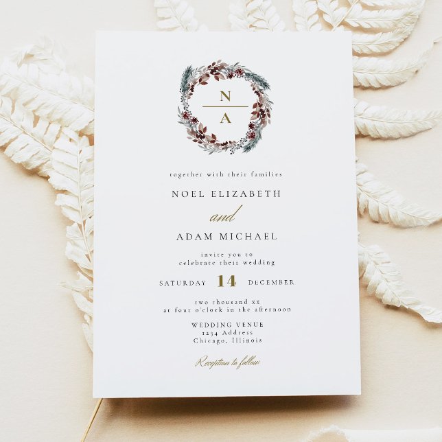 NOEL Rustic Christmas Pine Winter Photo Wedding Invitation (Creator Uploaded)