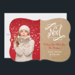 Noel Rustic Vintage Holiday Photo Card<br><div class="desc">This elegant holiday card features the word "Noel" in a handwritten font and a photo of the left side of the card. The texture background adds a vintage look. Add a message,  the family name and year to make it into a keepsake.</div>