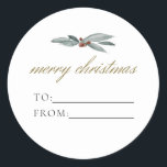 NOEL Rustic Winter Berry To From Christmas Gift Classic Round Sticker<br><div class="desc">This to and from gift sticker features rustic watercolor berries and an elegant golden script font. This holiday present sticker is perfect for holiday gifting! Add to your favourite packages to friends,  neighbours,  and loved ones.</div>