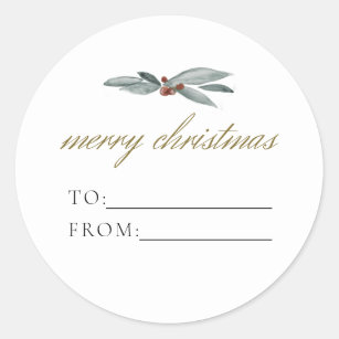 NOEL Rustic Winter Berry To From Christmas Gift Classic Round Sticker