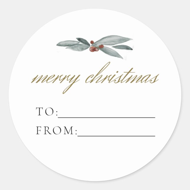 NOEL Rustic Winter Berry To From Christmas Gift Classic Round Sticker (Front)