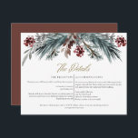 NOEL Rustic Winter Christmas Pine Wedding Details  Invitation<br><div class="desc">This wedding details enclosure card features rustic watercolor pines and an elegant gold calligraphy script font. Easily change up *most* wording to meet the needs of your event and change the colour on the backside to better match your event. This details card pairs well with anything in the ADELLA Collection...</div>