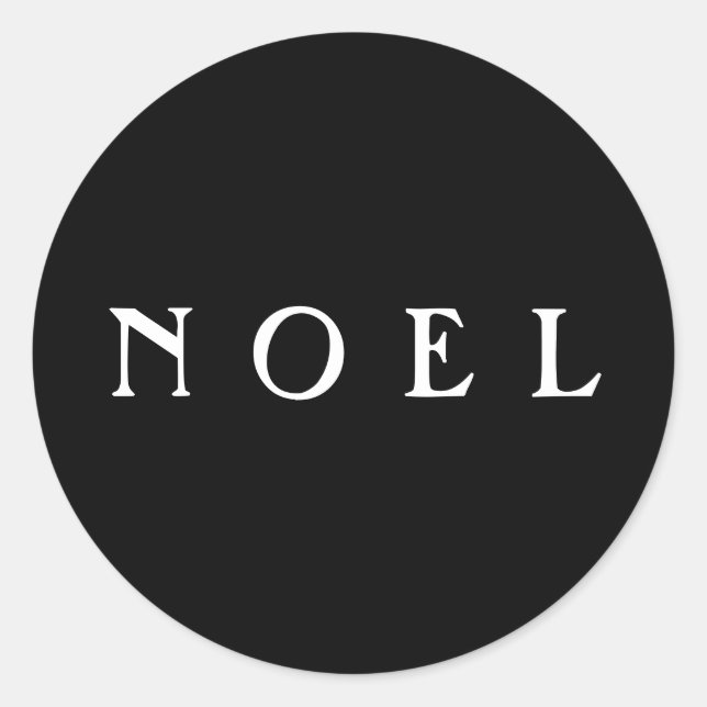NOEL Script Envelope or Gift Wrap Black Classic Round Sticker (Front)