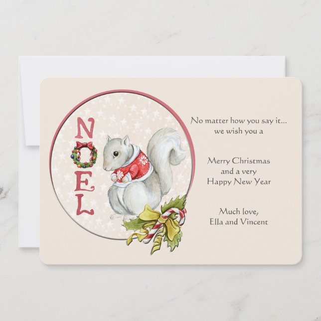 Noel Squirrel Greeting Card (Front)