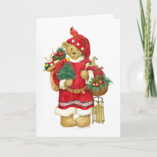NOEL TEDDY BEAR CHRISTMAS CARD (Front)