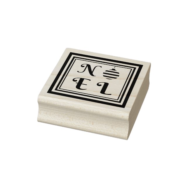 NOEL Text Christmas Holiday Bauble Square Frame Rubber Stamp (Stamp)