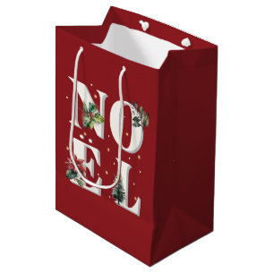 Noël text design with beautiful winter plants medium gift bag